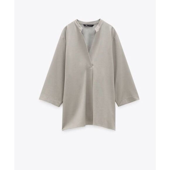 ZARA OVERSIZED SHIRT GREY NEW - Picture 5 of 8